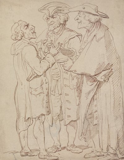 Three Full-Length Figures of Men Talking by Thomas Rowlandson